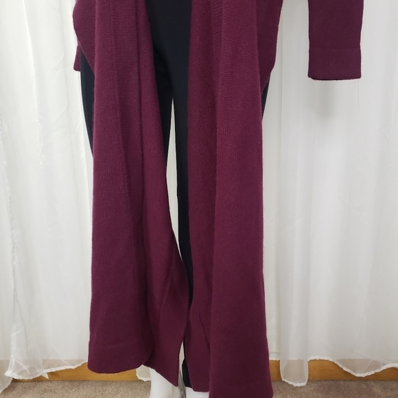 Herve Leger Paris burgundy wine cashmere unique cardigan long front crop back - Picture 3 of 9
